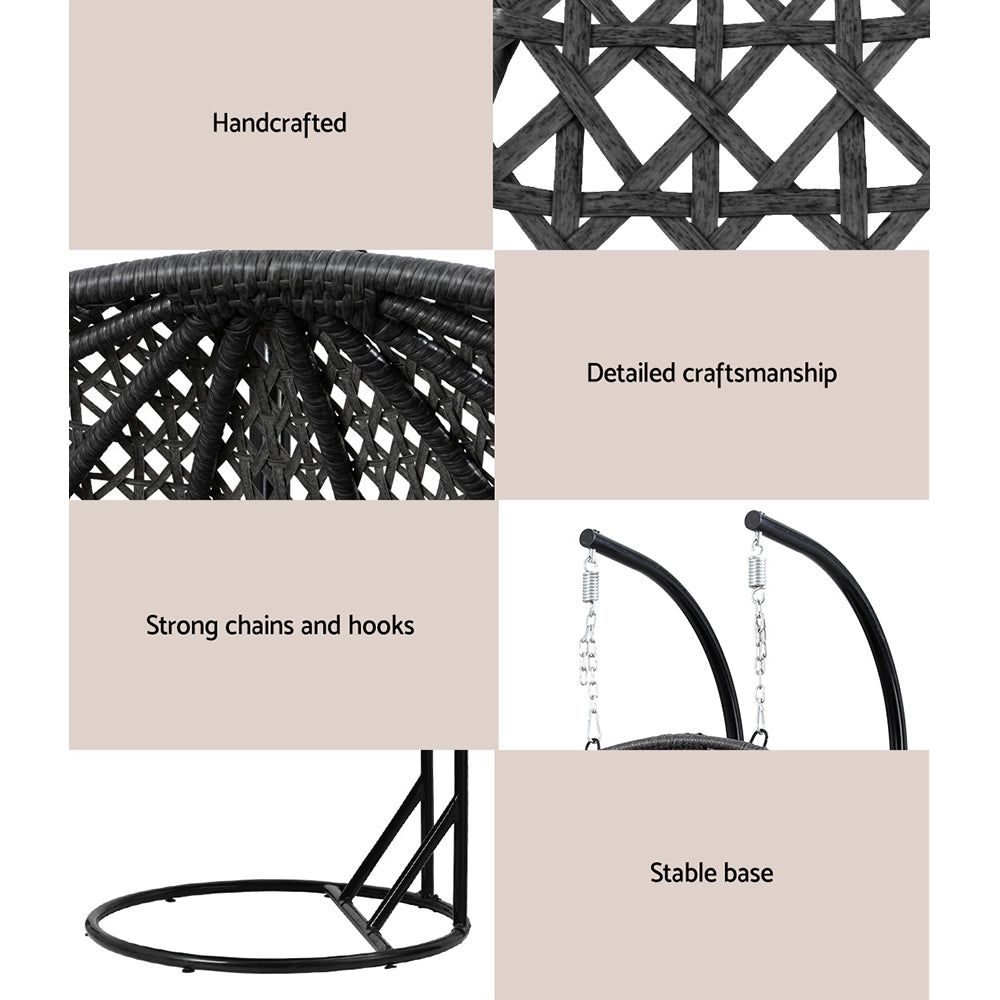 Sorrento Premium 2 Person Egg Swing Chair - Grey